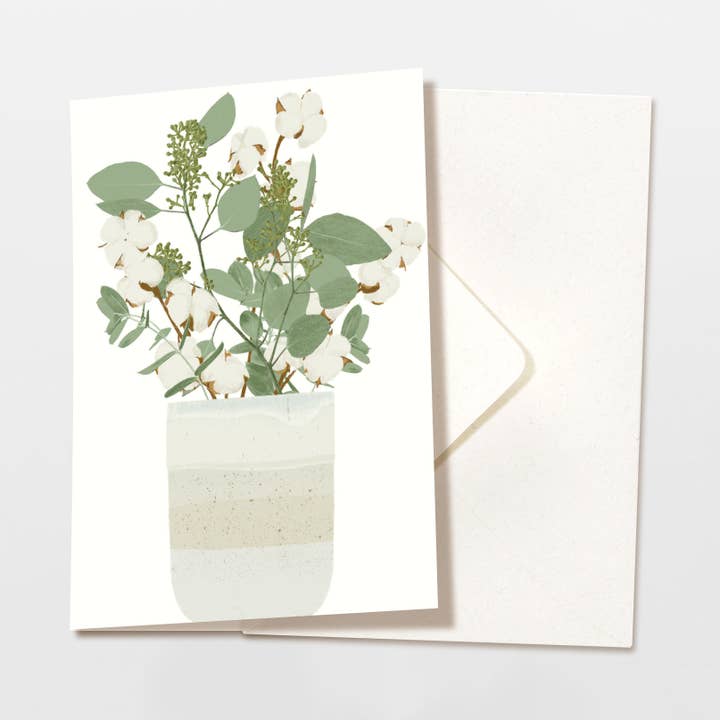 Vikkort Vas Eukalyptus Bomull med kuvert, FSC för wholesale av Wildblumen Atelier