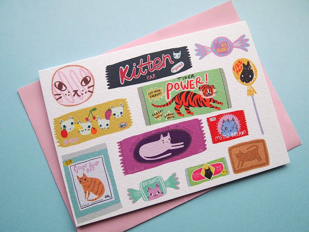 I LIKE CATS - Wholesale Everyday Greeting Card - Retro Chocolate Cat Themed Greetings Card2