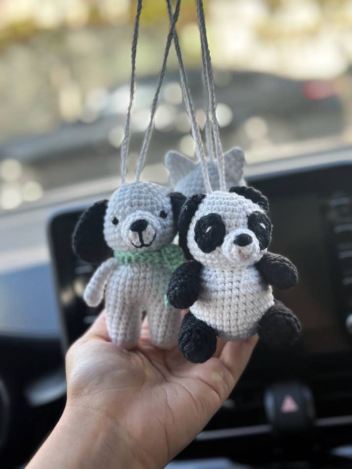 Crochet Amigurumi Car Mirror Hanging Accessories for wholesale by Honey Art and Nature