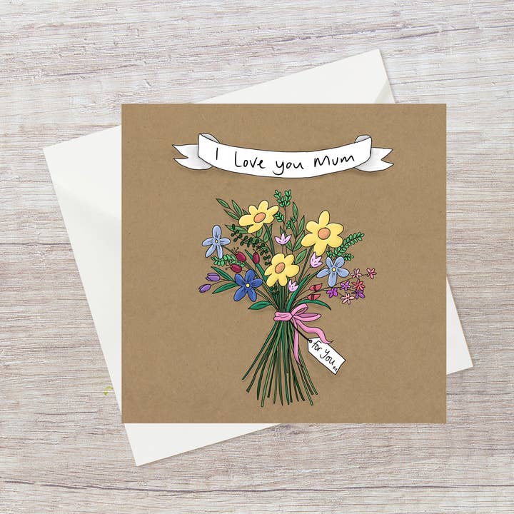 Floral Mum flowers - Mother's Day card | I love you mum for wholesale by Lucy Driver Illustration