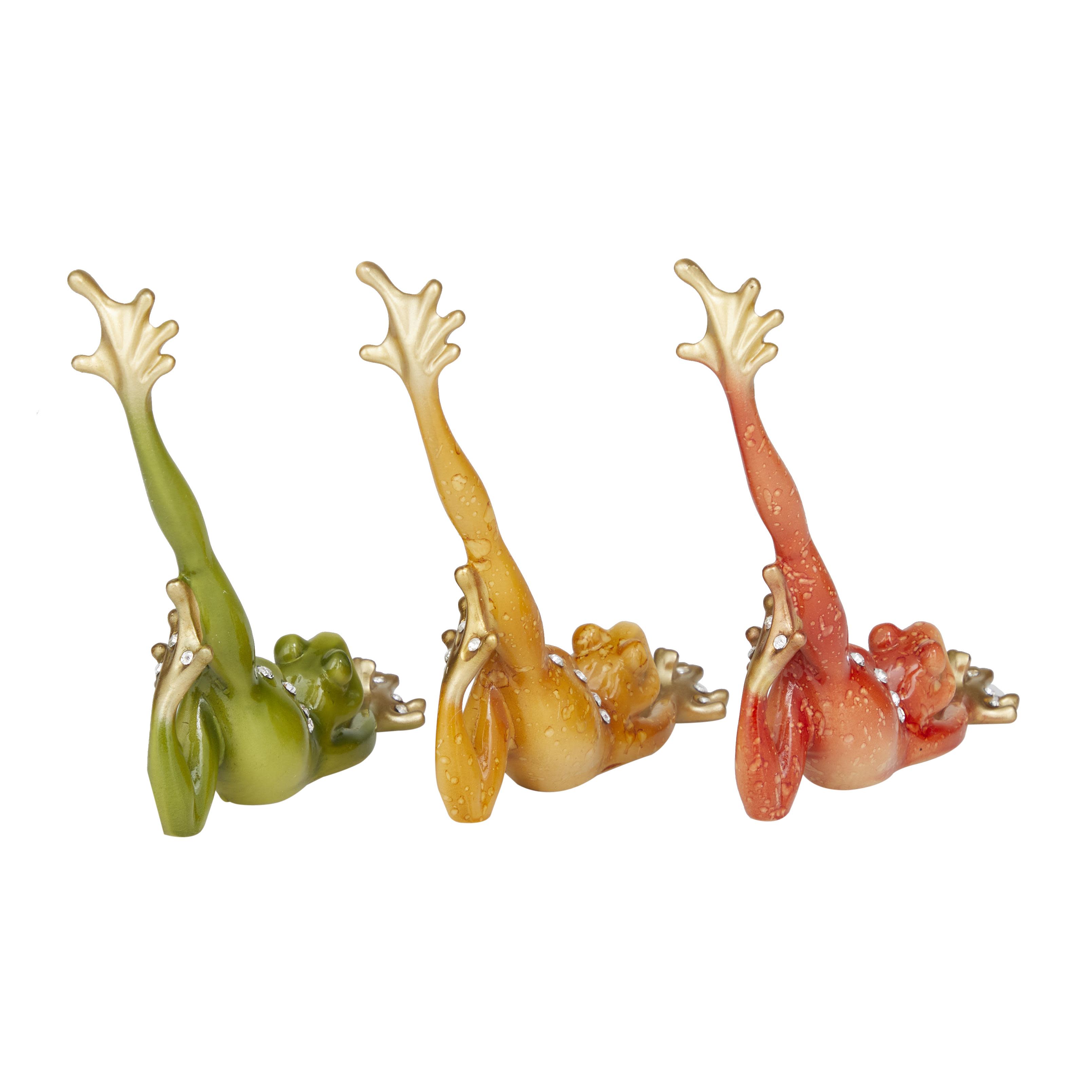 Import Corner – wholesale Sculpture – A-69384: POLYSTONE FROG 3 ASSORTED 7"H, 6"W3