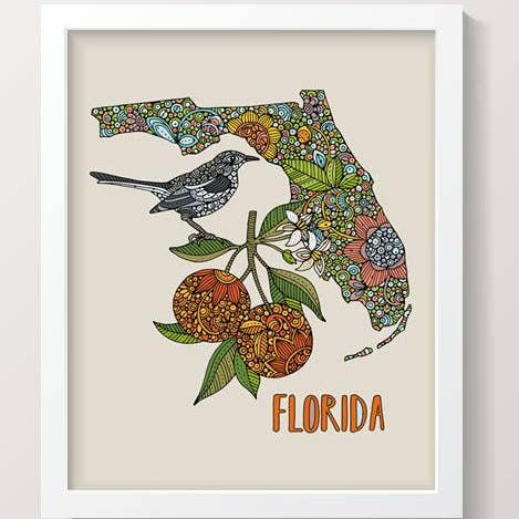 Carte de l'état de Floride pour la vente par Valentina Harper