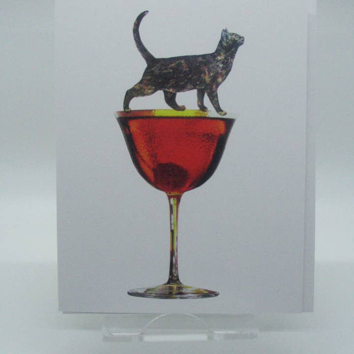 Tortoise Shell Cat on Manhattan Glass Card for wholesale by Maureen Shields