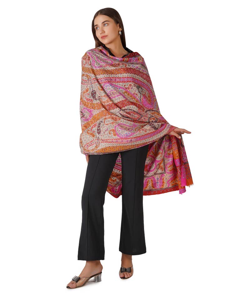 Cozy Pashmina Shawl with Elegant Embroidery for wholesale by PASHWRAP