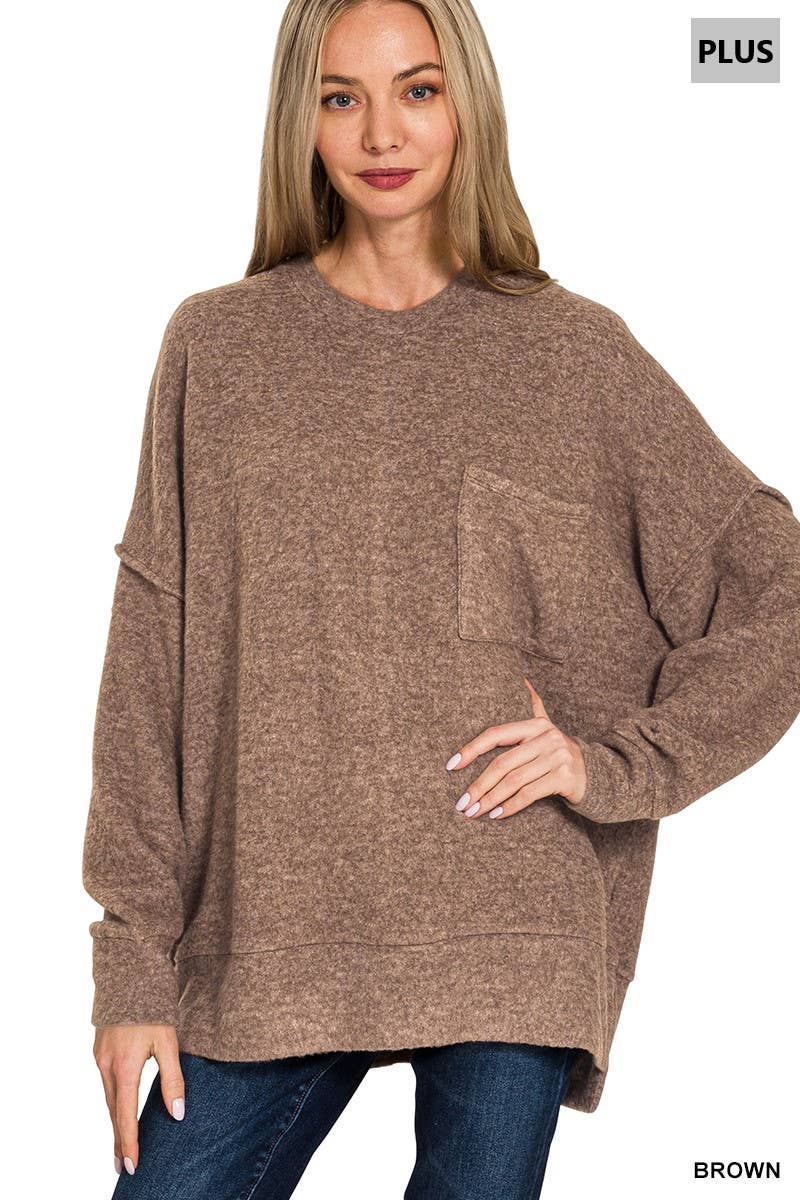 42POPS - Vente Pull en maille – femme - ..Plus Pull Oversize Mélangé Brossé22