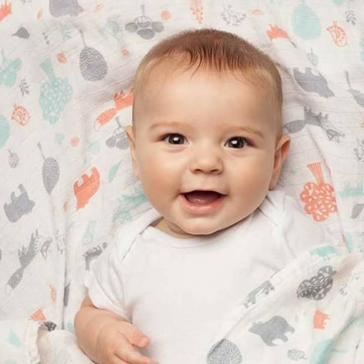 Forest Animals - 1 Pranhões de Camada Única 50"x50" feitos de bambu, musselina, capa de enfermagem, cobertor grande e leve por atacado de Bambino Land