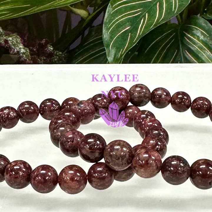 KayleeNYC - Wholesale Beaded Bracelet - 8mm Natural Eudialyte 7.5” Stretch Bracelet5