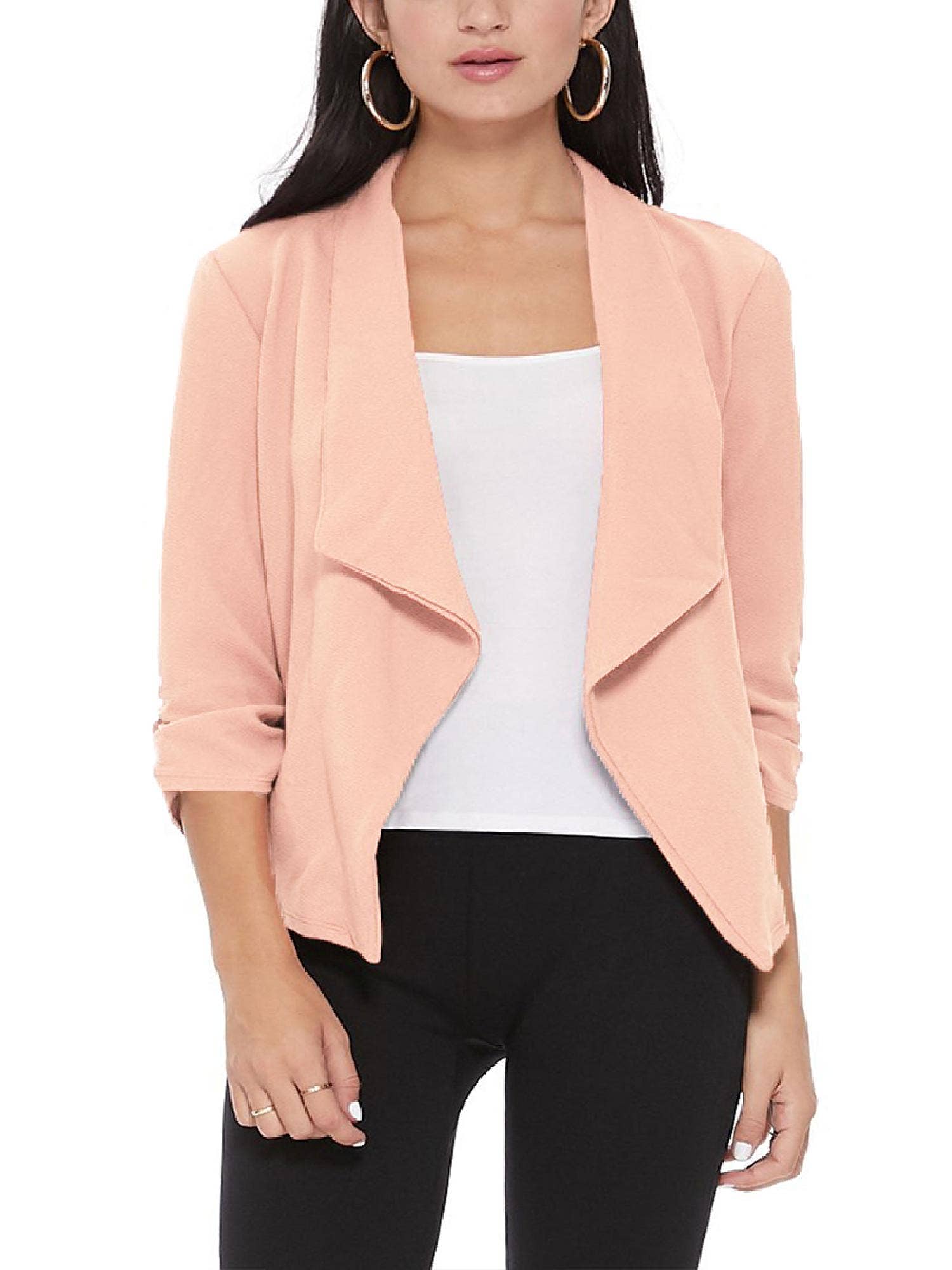 MOA COLLECTION - Wholesale Blazer - Women's - Casual Open Front Draped Solid Blazer Jacket48