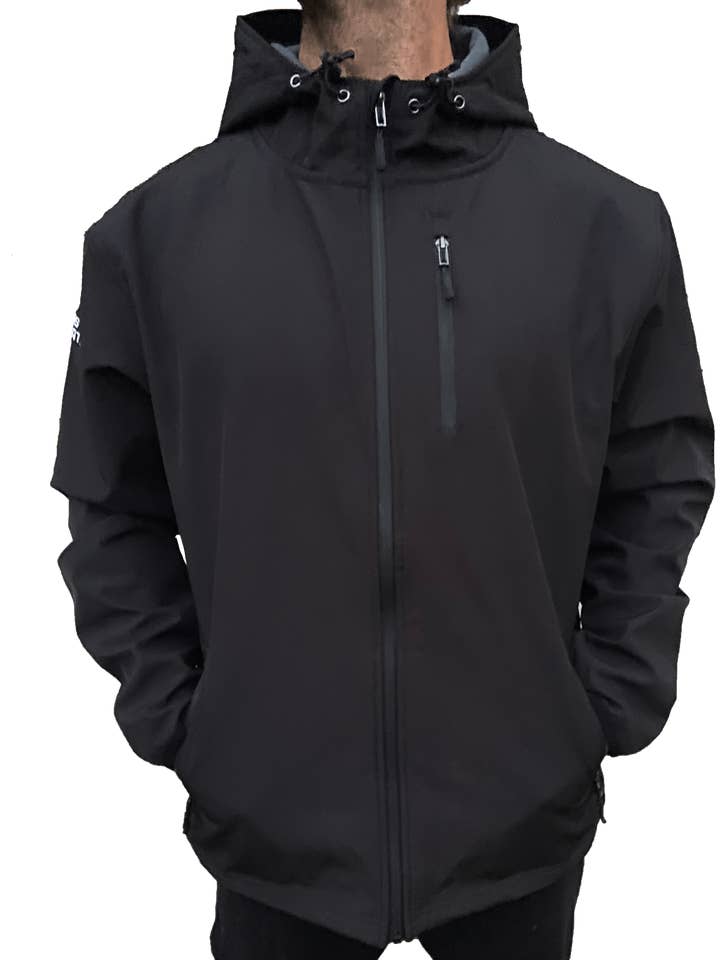 South Quarter Weatherproof Zip Up Black Jacket for wholesale by Long Island Strong
