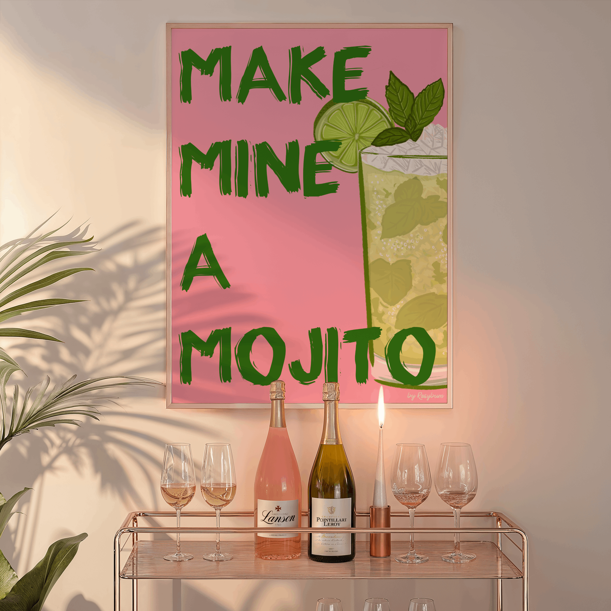 by Rosybum - Wholesale Art Print - Make Mine A Mojito - Mojito Cocktail Wall Art Poster Print4