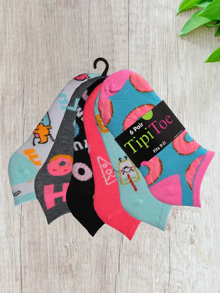 Meias femininas com 6 unidades Tipi Toe respirável estampadas no tornozelo por atacado de Isadora, Tipi toe, & James Fiallo