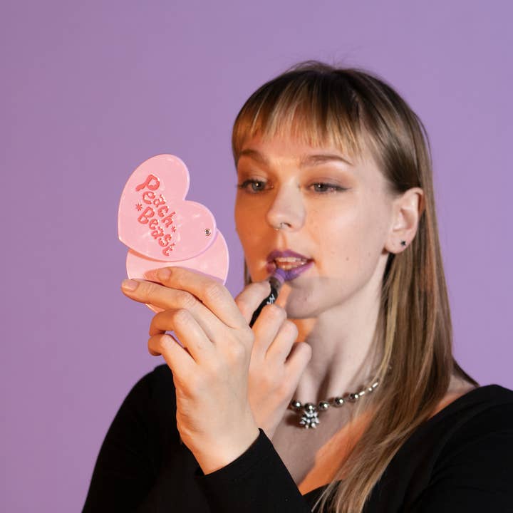 Peach Beast - Wholesale Compact Mirror - Pink Halloween Spider Web Pocket Mirror1