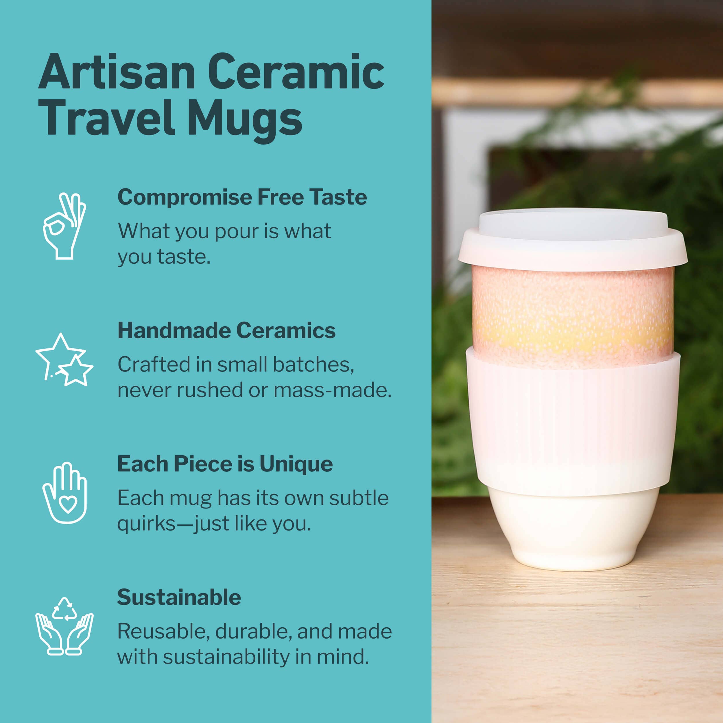 Nova Ceramics Travel Mugs - Wholesale Coffee/Tea Cup - Afterglow 12oz Ceramic Travel Mug – Reusable & Giftable4