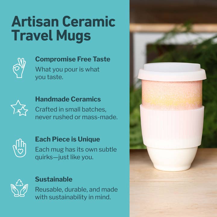 Nova Ceramics Travel Mugs - Wholesale Coffee/Tea Cup - Afterglow 12oz Ceramic Travel Mug – Reusable & Giftable4