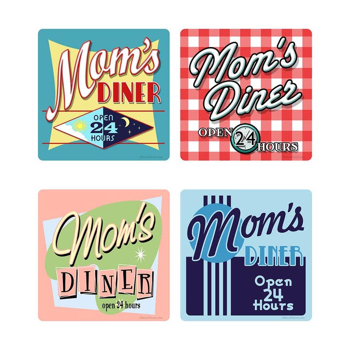 Moms Diner Vinyl Sticker Set of 4 for wholesale by RetroPlanet