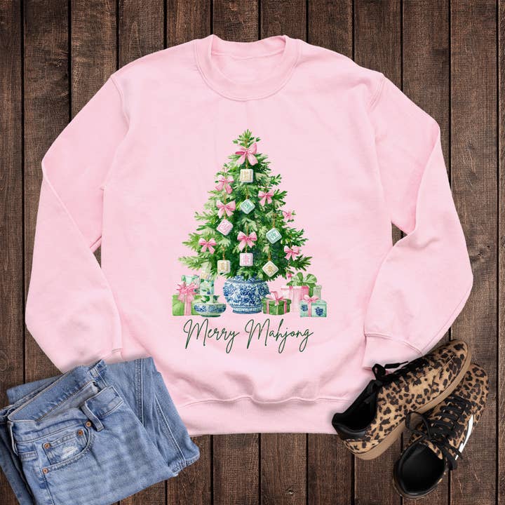 Sweat-shirt de Noël Merry Mahjong pour la vente par Rebel Rose