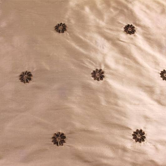 Dupioni-stof met fluweel geborduurde zijde - Blossom - Champagne voor wholesale door Hyena
