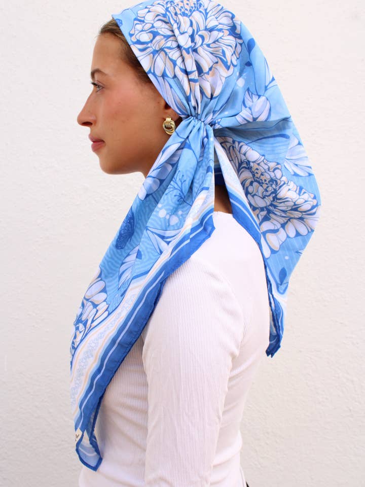 SB VERSATILE PRETIED Santorini Sky (WITH VELVET GRIP) for wholesale by The Scarf Bar
