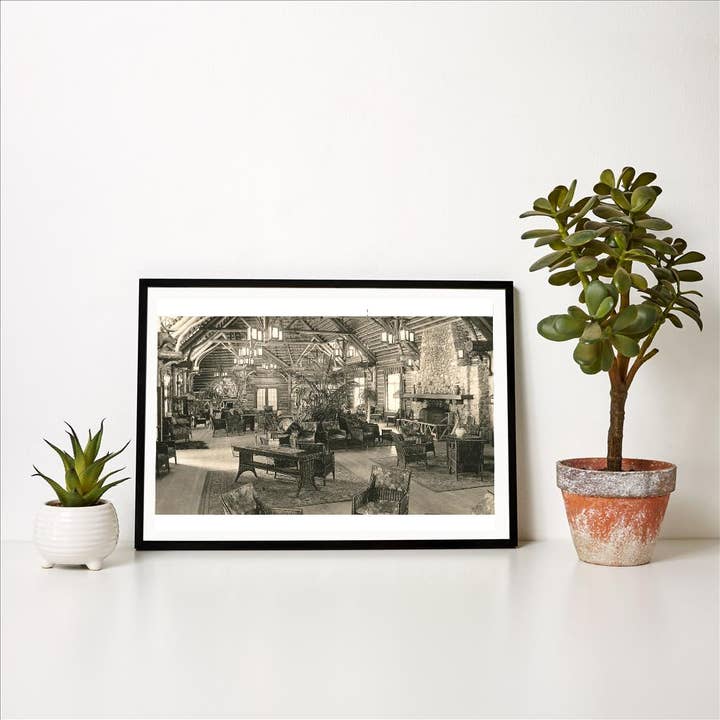 Found Image Press - Wholesale Art Print - Art Print RT-10 Interior of Log Lodge1
