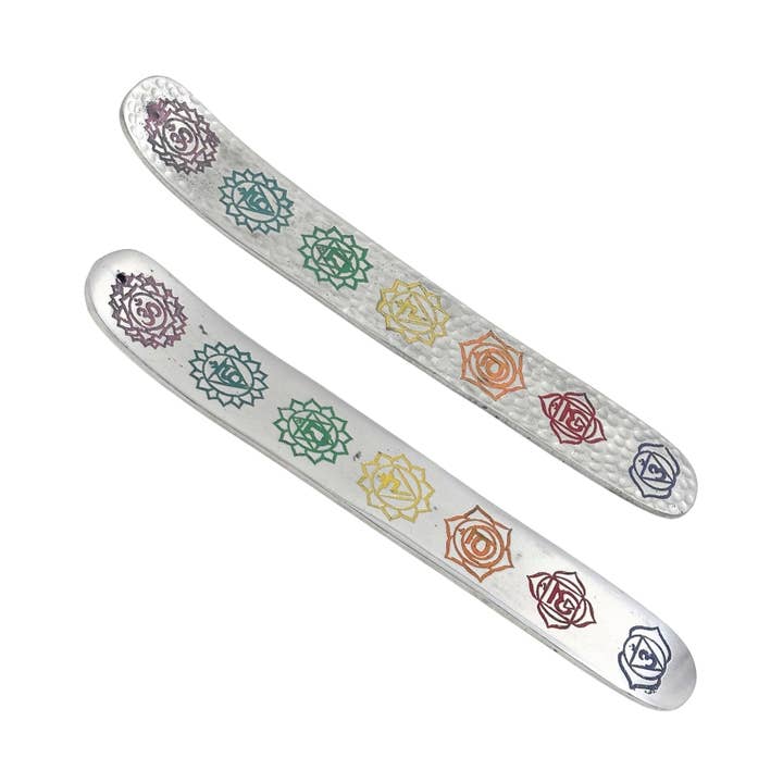 Incense Stick Burner - Seven Chakra Metal, pack of 5 for wholesale by Earths Elements Wholesale