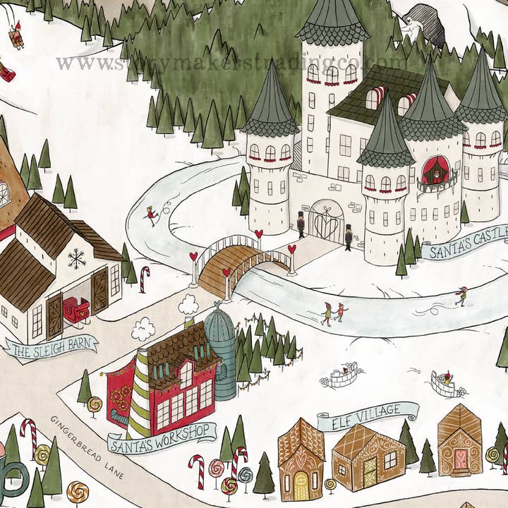 Storymakers Trading Co. – wholesale Väggdekorationer med jultema – Nordpolen Fantasy Karta - Handritad fantasikarta över Nordpolen - 11x14 eller 16x20 tryck