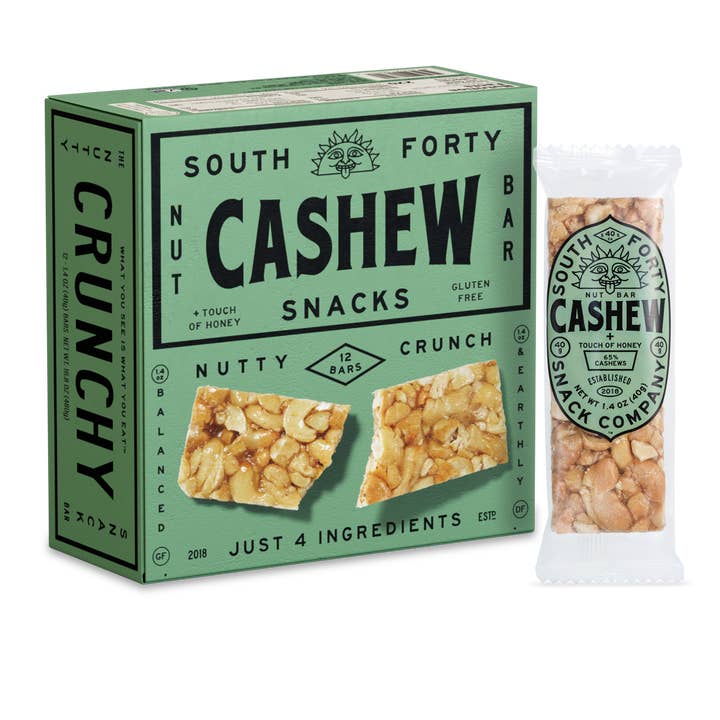 SOUTH FORTY SNACKS COMPANY - Wholesale Snack Bar - 12-Pack, Cashew Crunchy Nut Bar ($1.95 per unit)