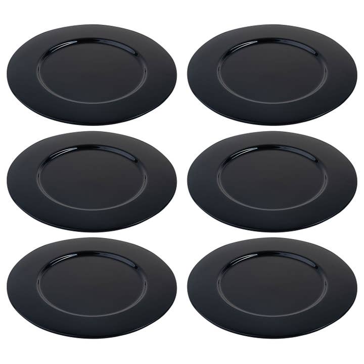 Opaque Black Charger, 12.5"D, Set of 6 for wholesale by Barski