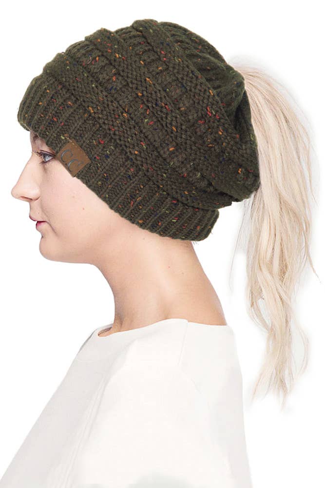 Hana - Wholesale Beanie - Women's - C.C Confetti Ponytail Messy Bun Beanie18