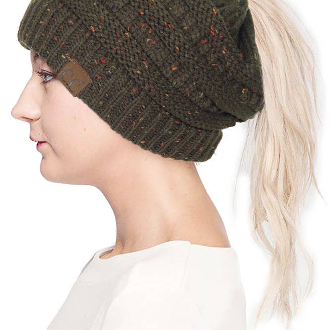 Hana - Wholesale Beanie – Women's - C.C Confetti Ponytail Messy Bun Beanie18