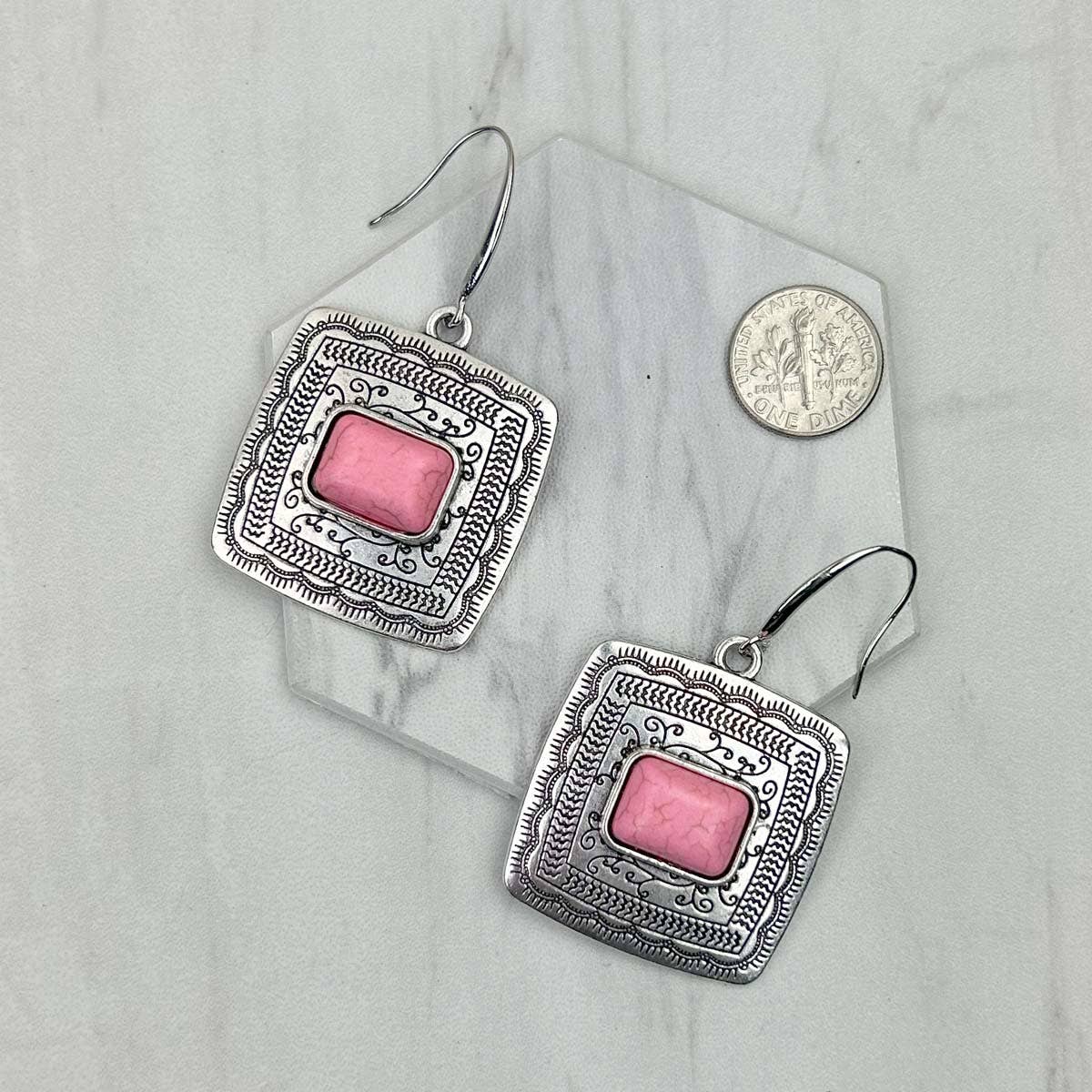 Western Elite Jewelry - Wholesale Dangle earrings - ER231205-01-BLUE                     Silver metal with blue turquoise stone beads Earrings5