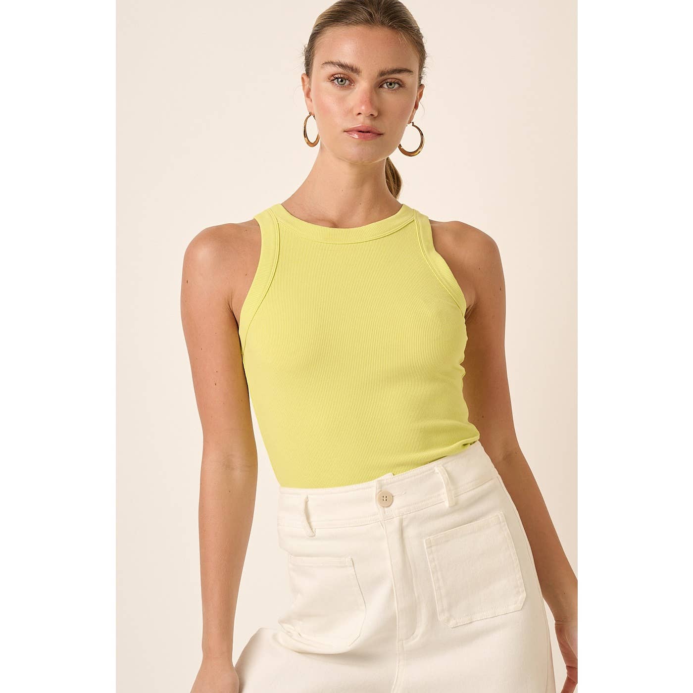 mittoshop - Venta al por mayor Camiseta sin mangas - Mujer - CAMISETA SIN MANGAS DE CUELLO REDONDO DE PUNTO ACANALADO6