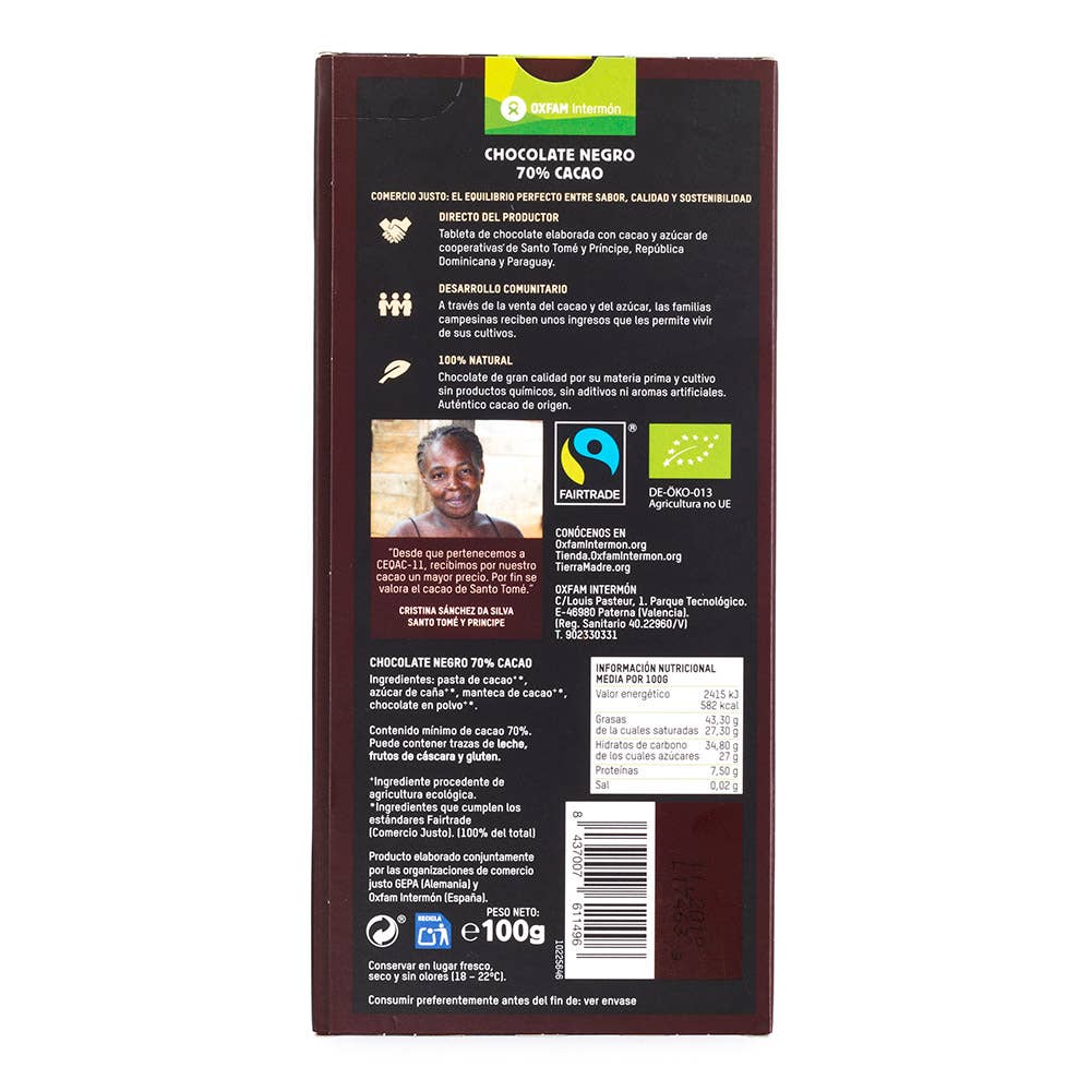 Tierra Madre - Wholesale Chocolate - Dark Chocolate Bar 70% Bio 100G1
