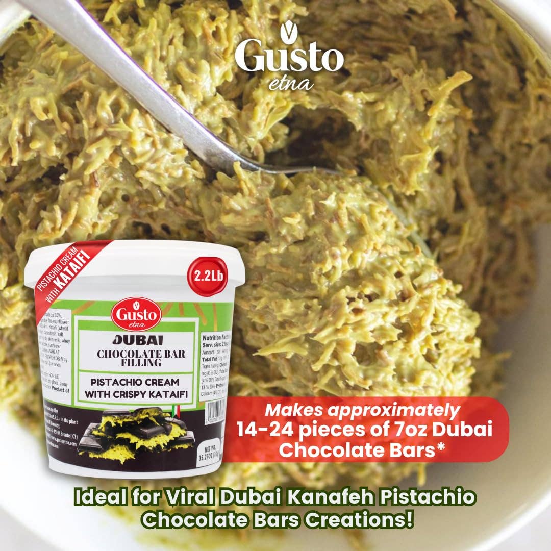 Wholesale Italian Food - Wholesale Chocolate Bar - Gusto Etna Dubai Chocolate Pistachio Filling – 30% Pistachio, 2.2 lb3