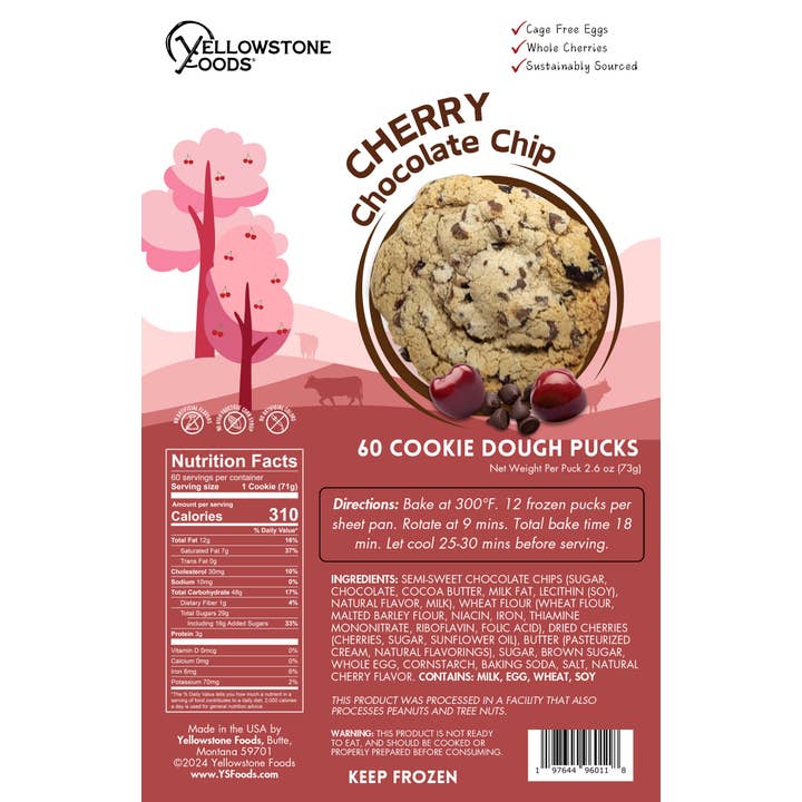 Yellowstone Foods - Wholesale Cookie - Cherry Chocolate Chip Cookie Frozen Dough Pucks1