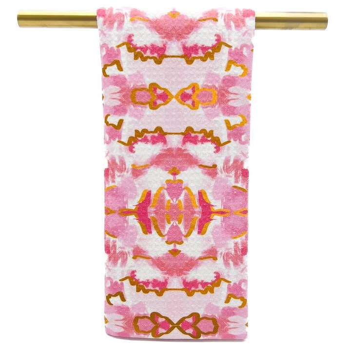 Pink Kaleidoscope Tea Towel for wholesale by Rachel Brooks Design, LLC