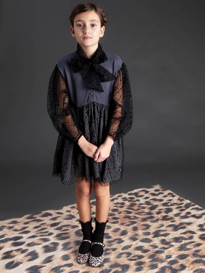 Dark Grey Stars Tulle Dress W33423 for wholesale on Faire