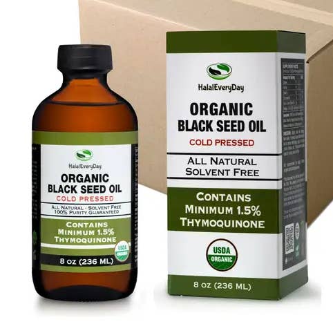 8 ounce Økologisk sort frøolie (12 pakke) for engroshandel hos HalalEveryDay