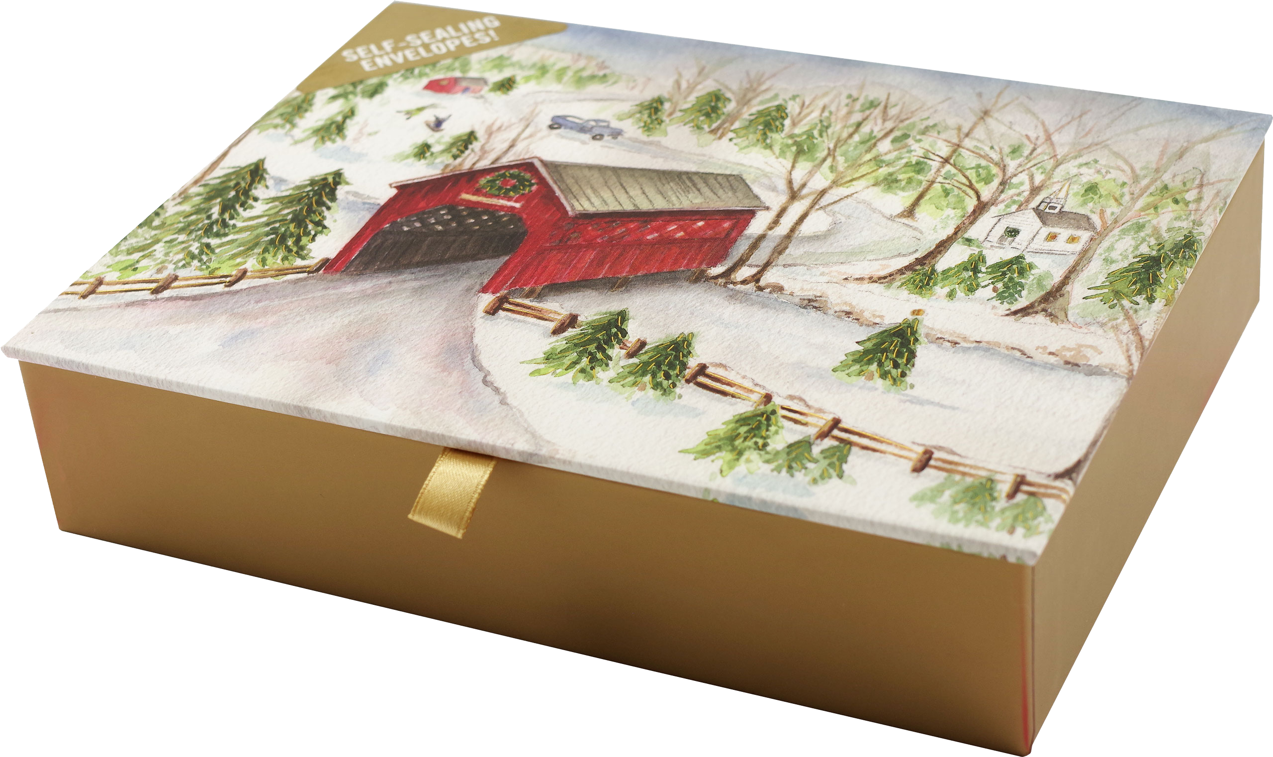 Peter Pauper Press - Wholesale Season's Greetings Card - Covered Bridge Deluxe Boxed Holiday Cards2