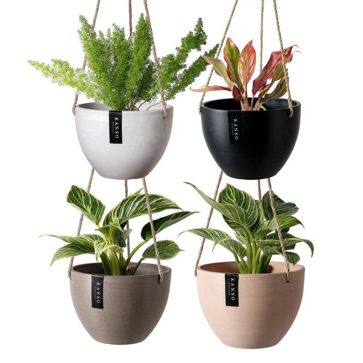 Kanso Designs - Wholesale Hanging Planter - 8" | 12" Signature Stone Hanging Planter Pot | 4 Colorways