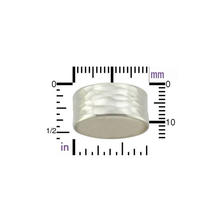 Nina Designs - Wholesale Band/Stacked Ring - Sterling Silver Ring - 8mm Wide Hammered Band3