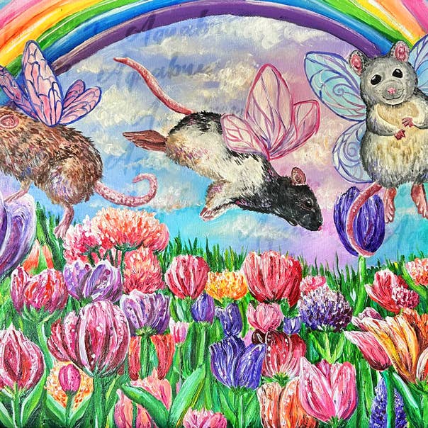 Rat Fairies in Spring Print for wholesale by Aquabun