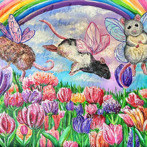 Aquabun - Wholesale Art Print - Rat Fairies in Spring Print