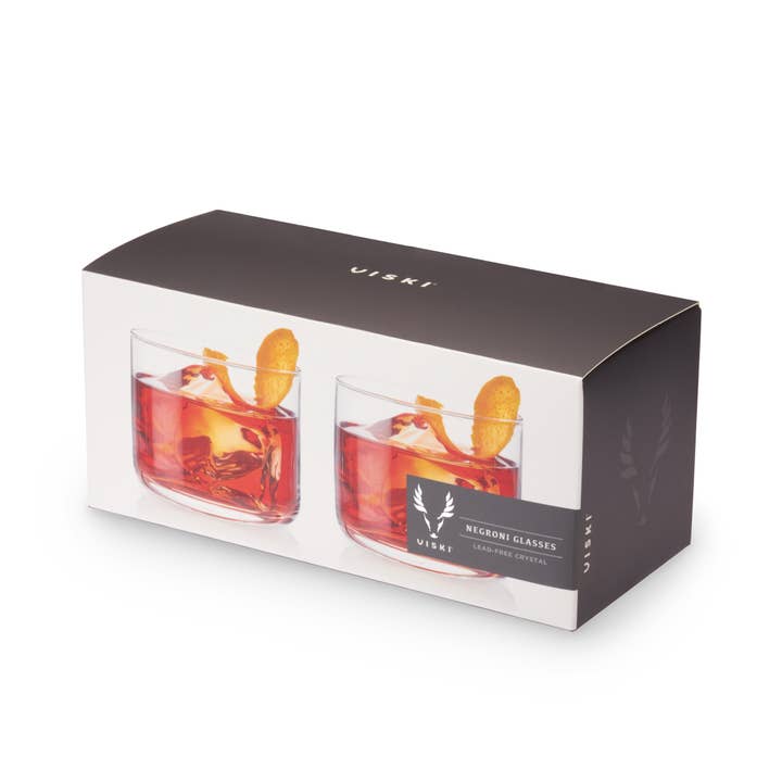 Viski - Wholesale Cocktail/Liquor Glass - Rayeâ„¢ Crystal Lowball Negroni Glasses - Set of 2 by Viski