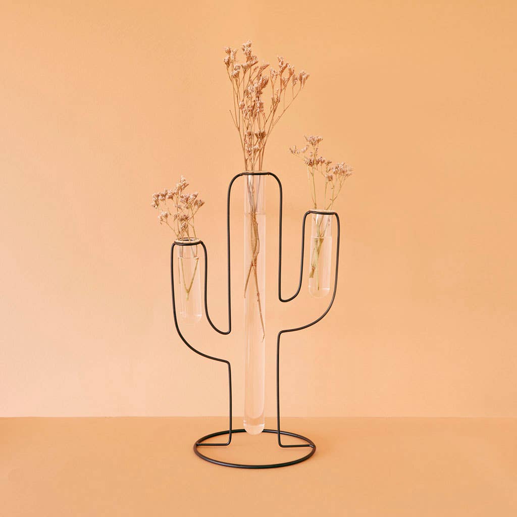 Balvi – wholesale Vase – Cactus Silhouette vase black metal/glass1