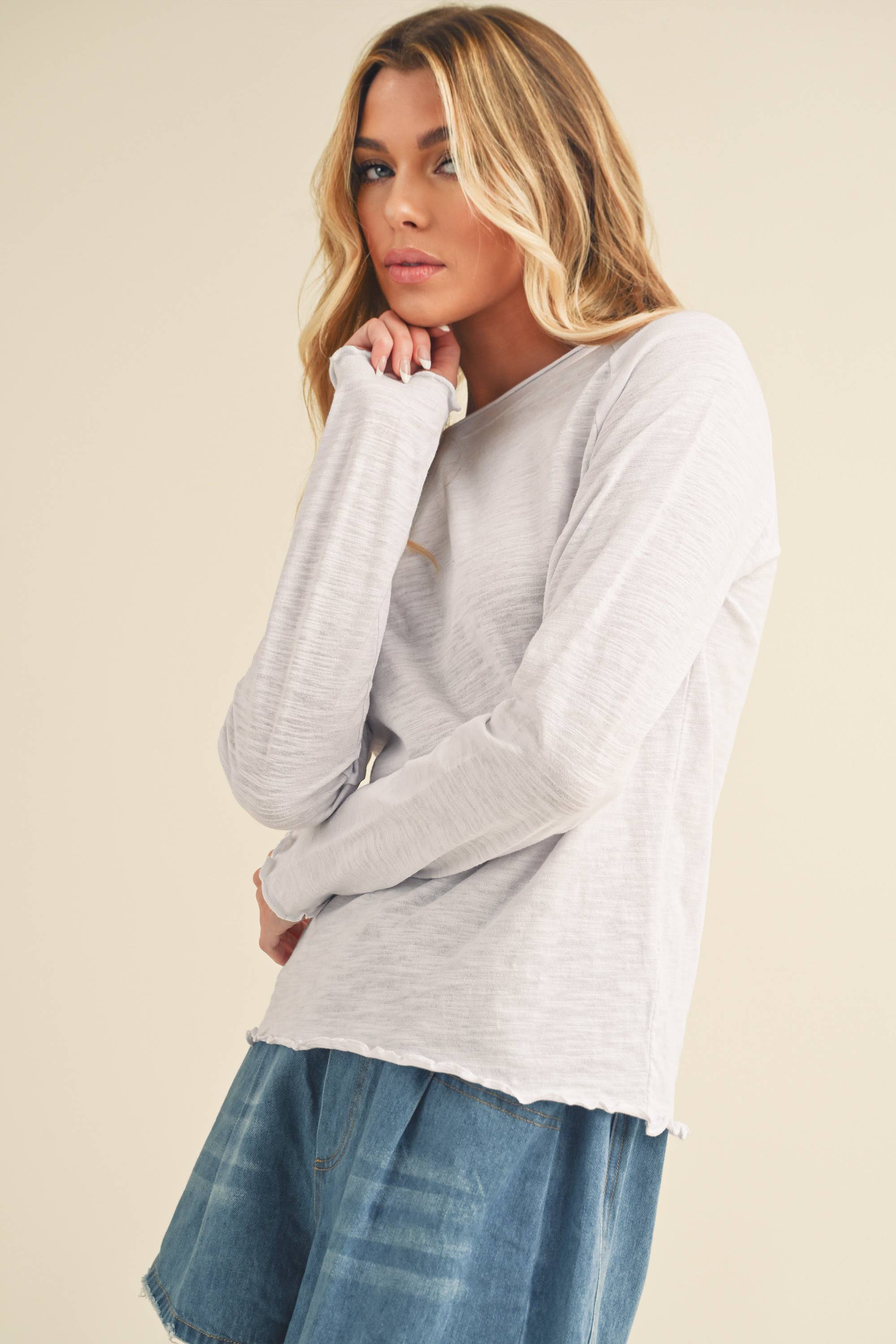 AEMI + CO - Wholesale Knit Top - Women's - 8288DN Gwen Baby Long Sleeve Top 518