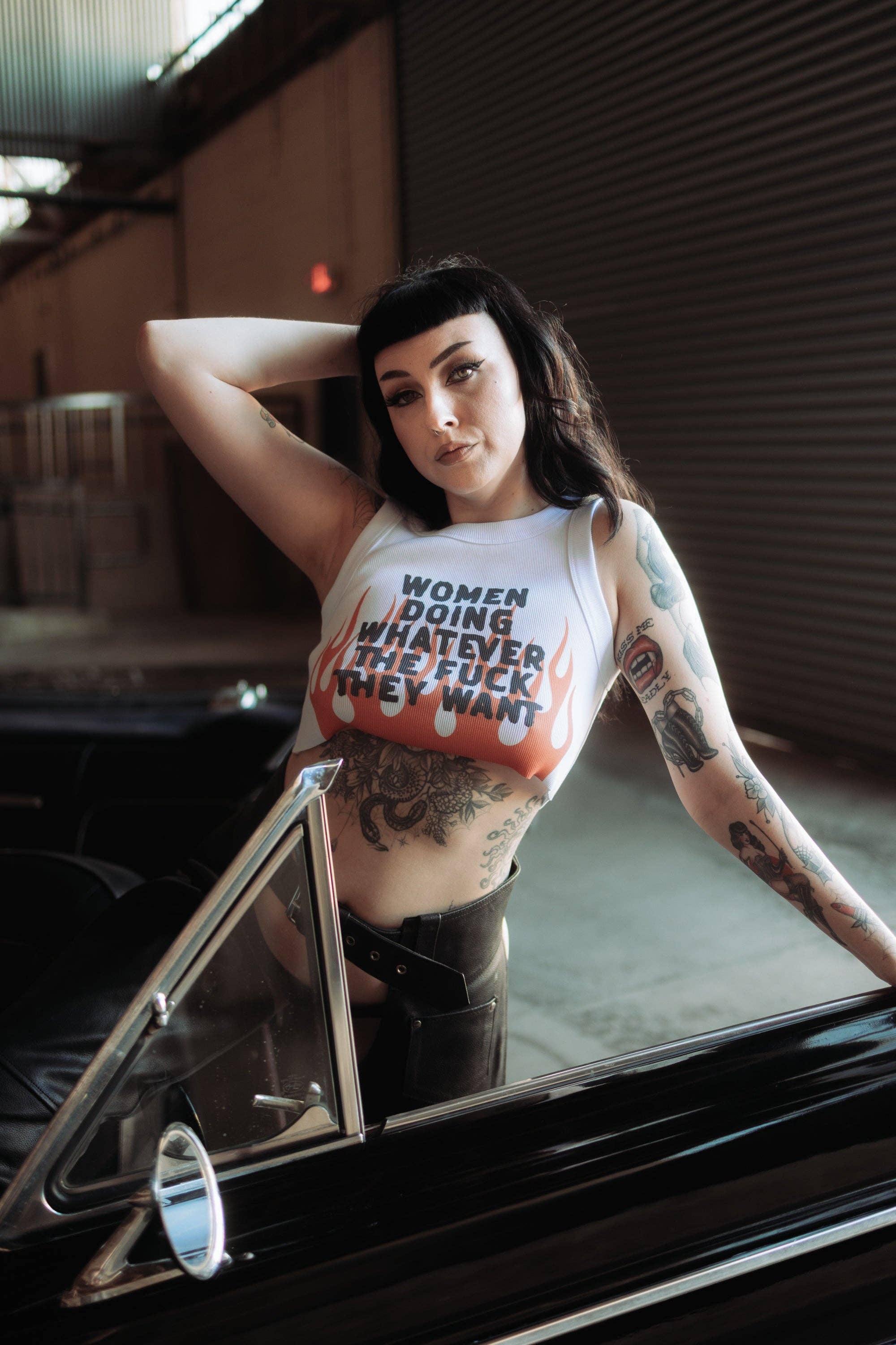 White Women Doing Whatever Flame Crop Tank for wholesale on Faire11