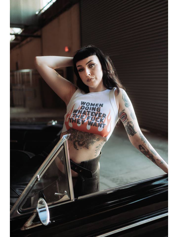 White Women Doing Whatever Flame Crop Tank for wholesale on Faire11