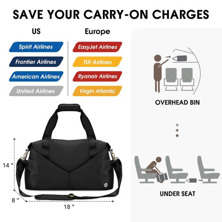 wandf - Wholesale Weekender Bag - Women's - Underseat Carry-on Luggage Duffel Bag Weekender Overnight12