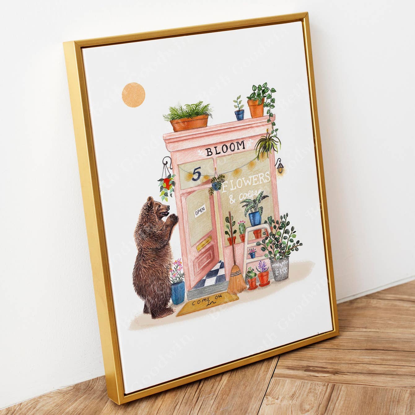 Beth Goodwin Designs – wholesale Konsttryck – Florist Konsttryck | Blommig Grizzlybjörn | Blomsterbutik 2