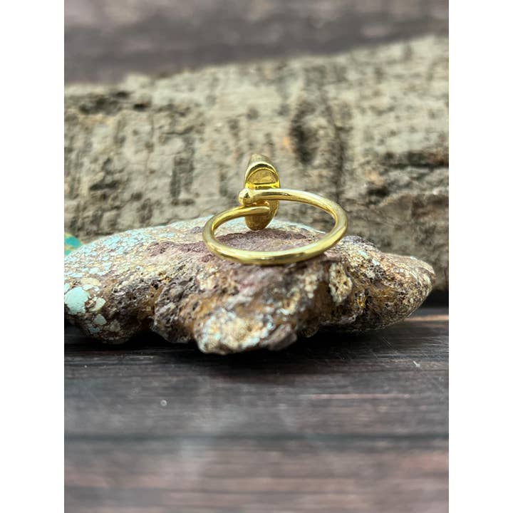 Nizhonitradersllc - Wholesale Cocktail/Statement Ring - “The Golden Collection” Natural Golden Hills Turquoise Adjustable Ring4